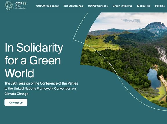 Screenshot der Website des COP29 in Baku